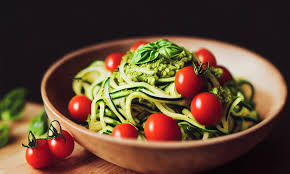 Zucchini Noodles with Pesto and Cherry Tomatoes