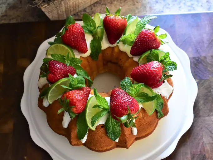 Strawberry Lime-Mint Pound Cake