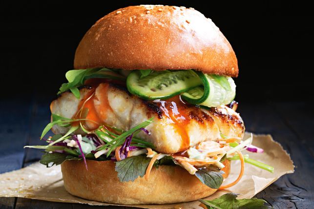 Miso fish burger with Cucumber